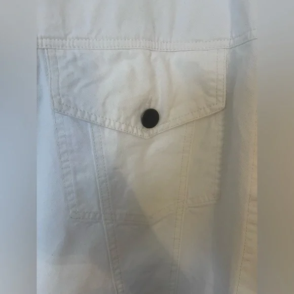 Oversized White Denim Button-Up Cape Jacket/Vest - Picture 7 of 10